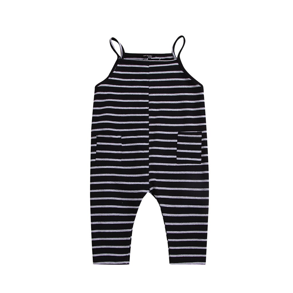 Peuter Baby Jongens Meisjes Broek Streep Jarretel Jumpsuit Uitloper Kind Meisje Kleding Zachte Warme Zakken Broek Voor Meisjes: Black  / 3T