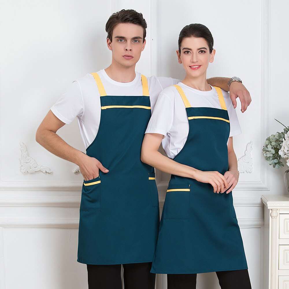 Forklæde kok arbejdstøj webbing sløjfe-knude unisex forhindre fald kantine cafe køkken restaurant fest kokke uniformer tjener servitrice: Blågrøn