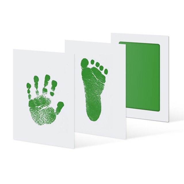 Baby Care Niet Giftig Baby Handafdruk Footprint Opdruk Kit Baby Souvenirs Casting Pasgeboren Voetafdruk Stempelkussen Baby Klei Speelgoed: green