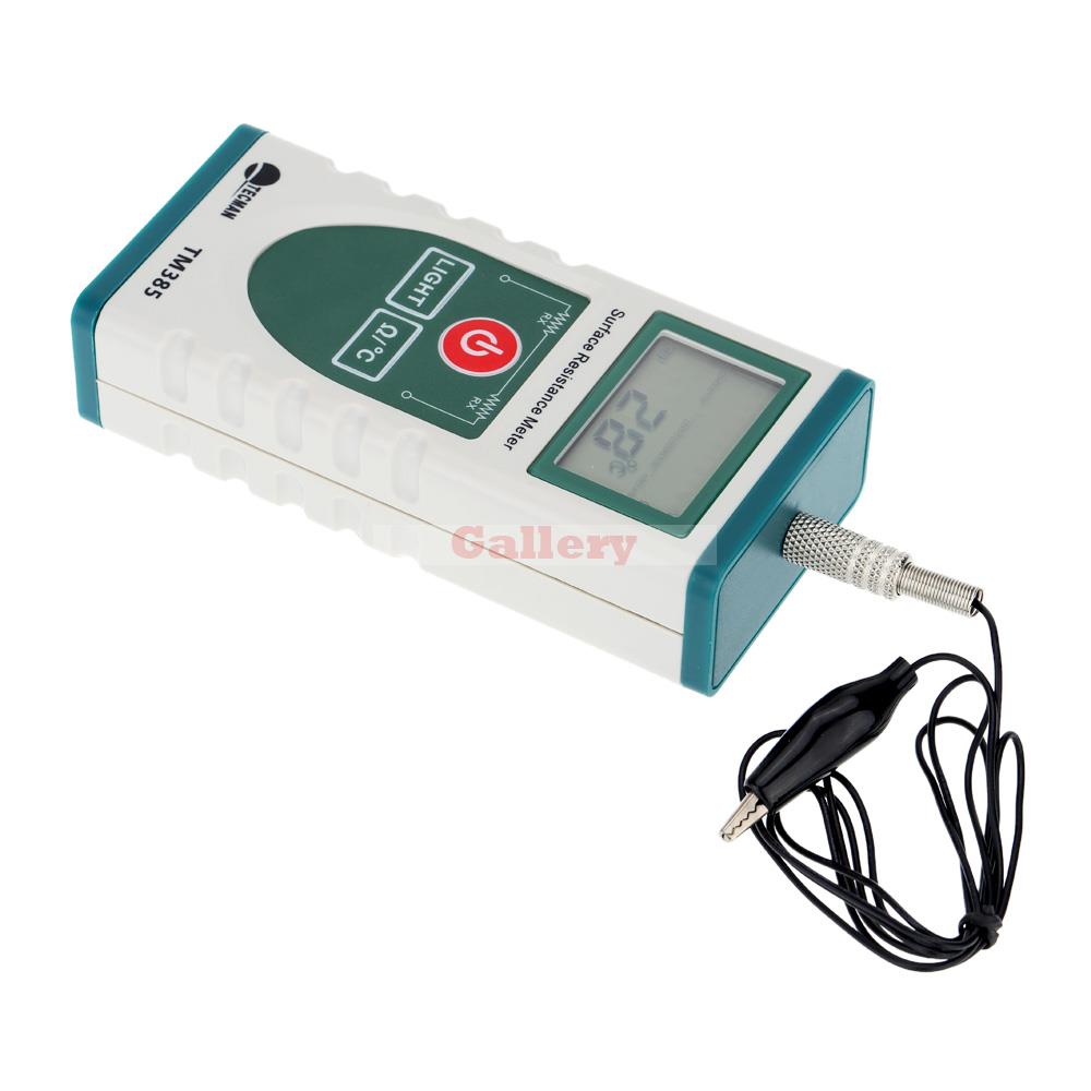 Handheld Surface Resistance Meter with Lcd Display Electrostatic Static Electricity Tester Temperature Measurement