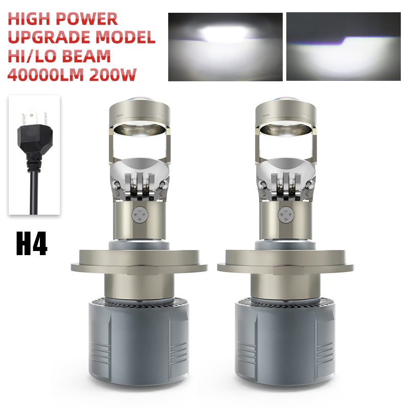 HL 2x H7 H4 H11 LHD LED faro Mini lente proyector 120W 12000LM 9005/9006 Auto luces altas y bajas bombilla Canbus para coche/Motor 12V: Cristal azul