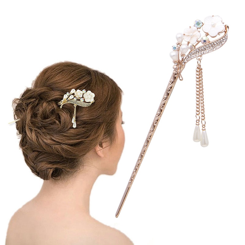Vrouwen Elegante Afgelegen Orchidee Bobby Pin Mode Haarspeld Strass Haar Stok Verkoop