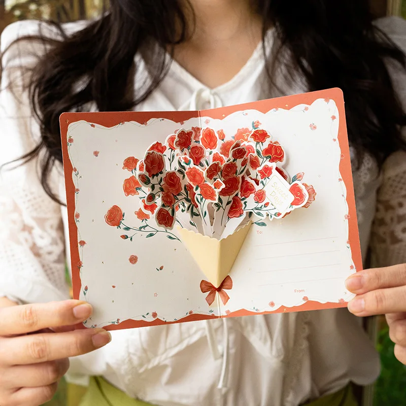 3D pop-up stijl creatieve minimalistische wenskaart originele bloem zegen kaart gelukkige verjaardagsfeestje uitnodiging brief cadeau