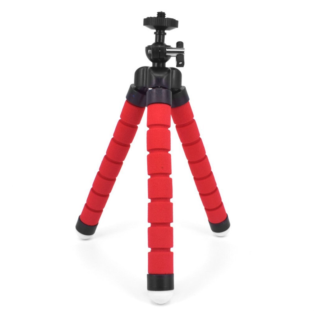 Flexible Sponge Octopus Mini Tripod Mini Camera Tripod Phone Holder Clip Stand with Wireless Remote Shutter for Iphone Plastic: red