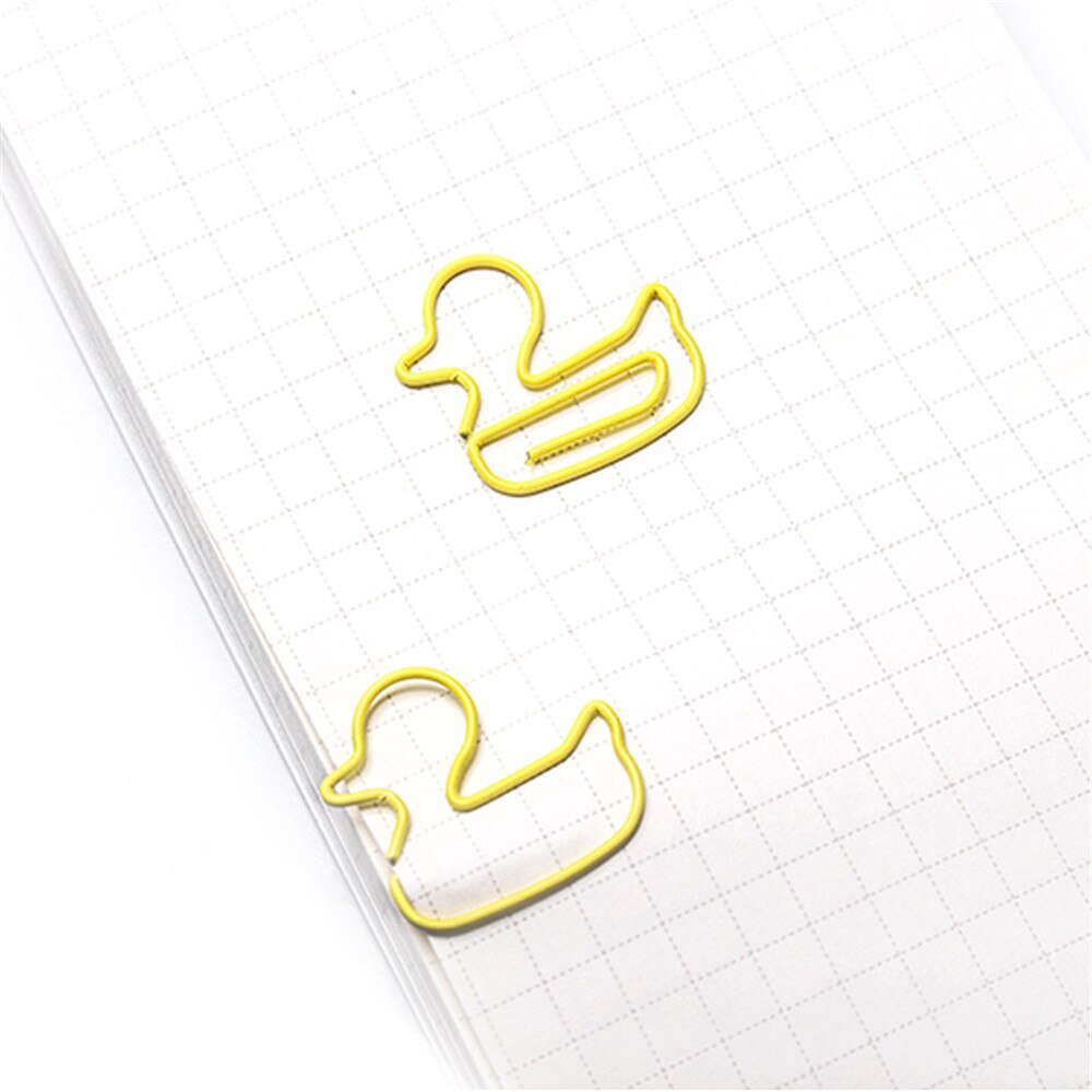 20Pcs/Box Cute Duck Animal Metal Bookmark Paper Clips For Book Marker Binder Photo Memo Clip Stationery School Supplies