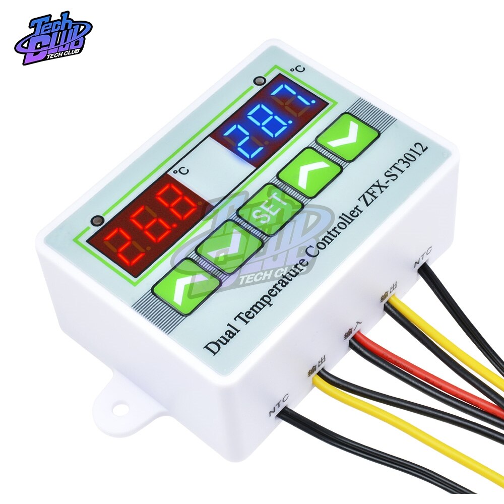 Termostato Digital LED ST3012, controlador de temperatura con pantalla Dual 10A, termómetro DC 12 24 220 V, Control térmico con Sensor NTC