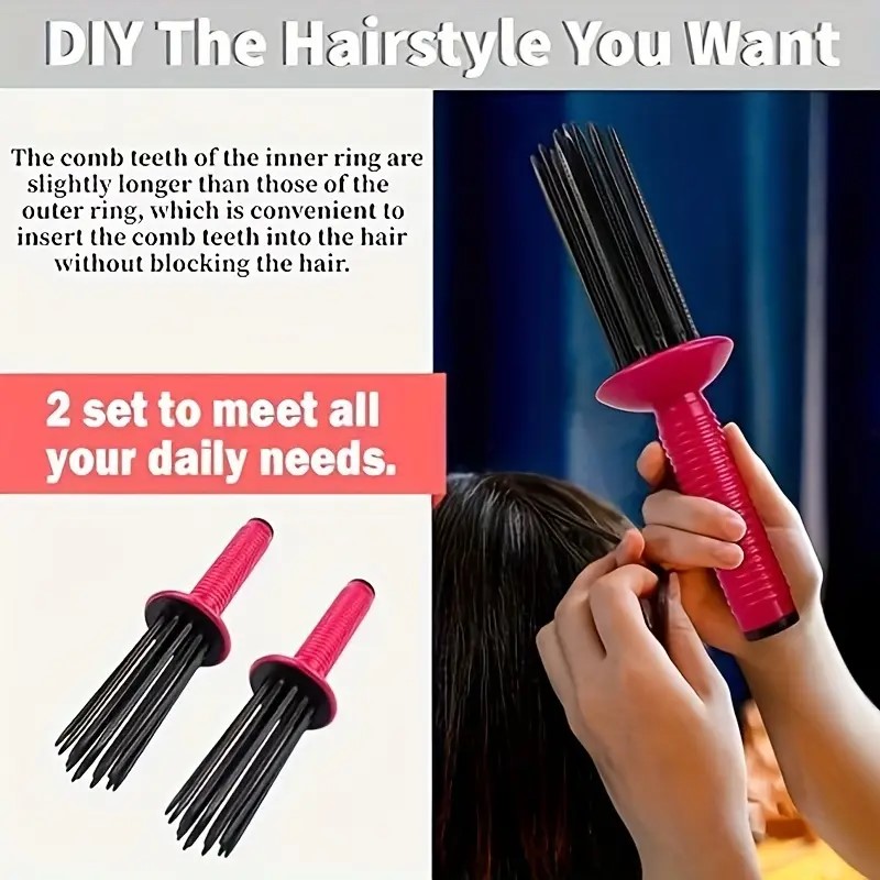 Peigne en rouleau de friser moelleux pour bigoudi, avec antidérapante, outils de coiffure professionnels pour boucles volumineuses, 1/2 pièces