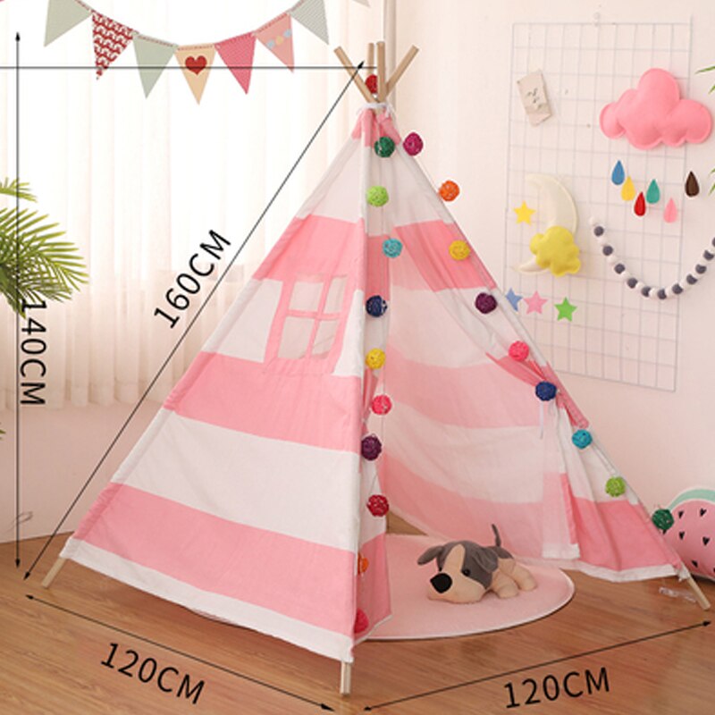 Portable 1.6M Kids Tent Play House For Children Tents Cabana Tipi Infantil Baby Kids Play Teepee Wigwam Castle Carpet Mats Toy