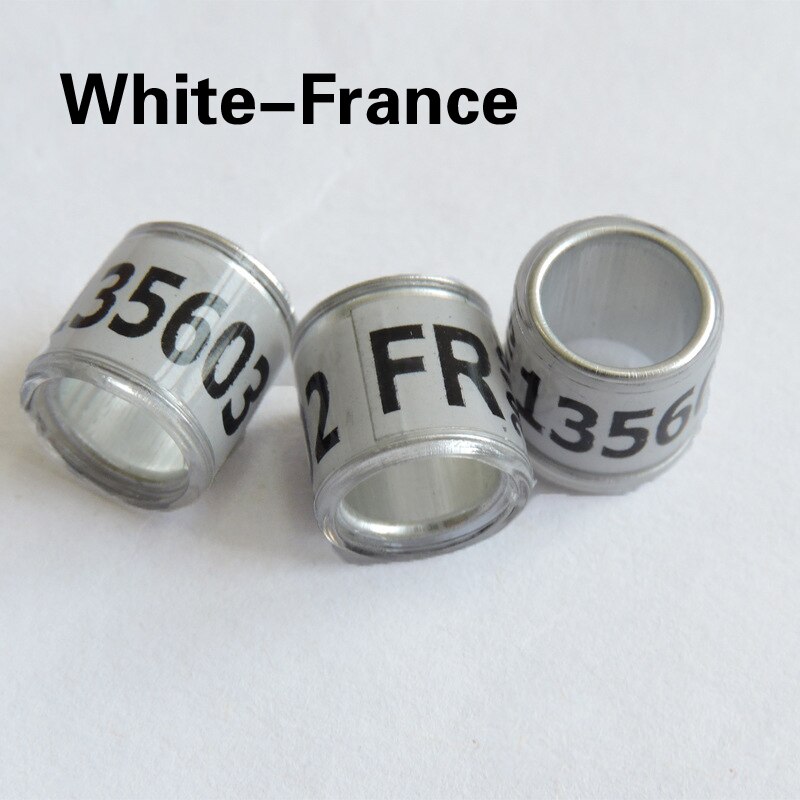 20PCS Bird Parrot Racing Pigeon Leg Foot Rings Digital Bird Foot Ring Supplies Accessories Durable Bird Training Tools: white France