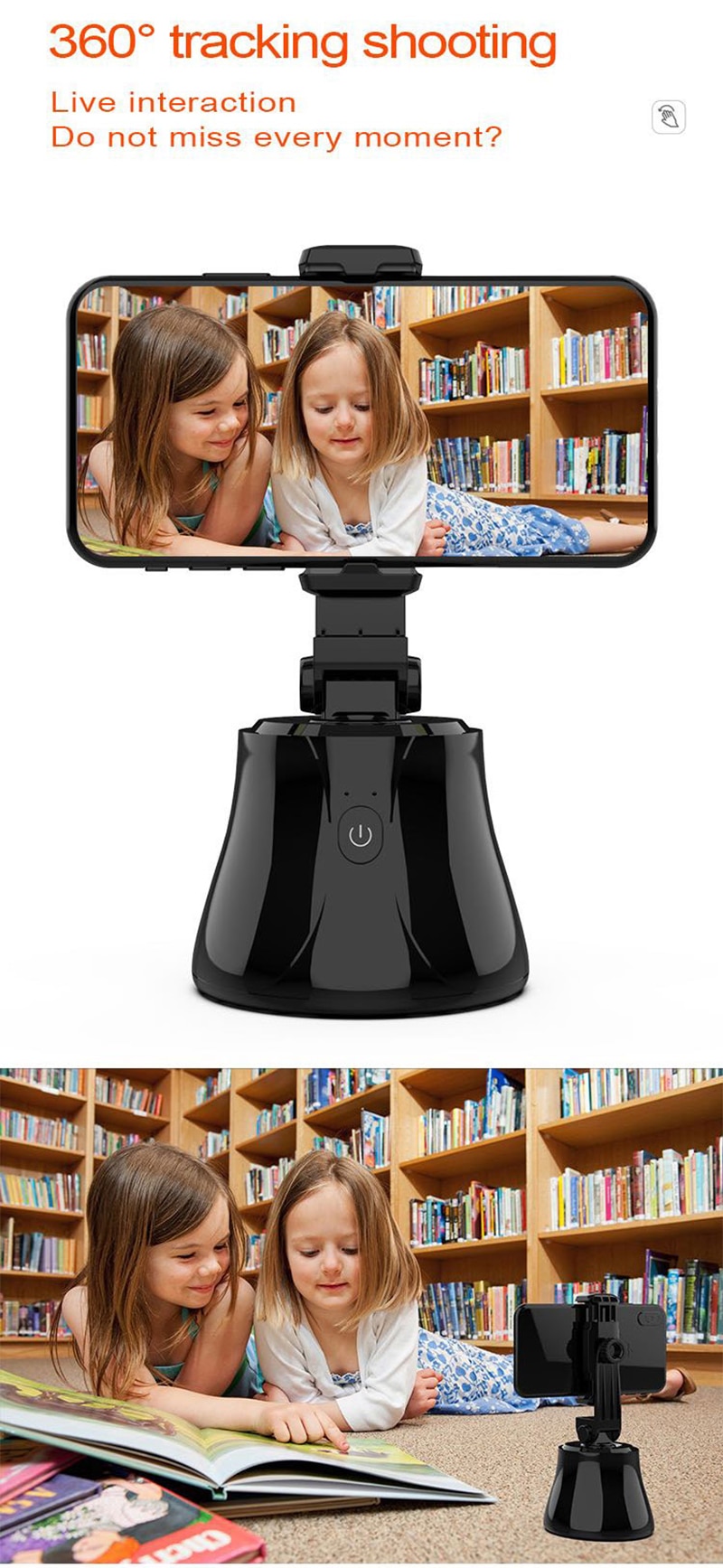 Perche à Selfie Portable et intelligente, Rotation à 360 degrés, ia, suivi du visage, cardan, caméra Vlog