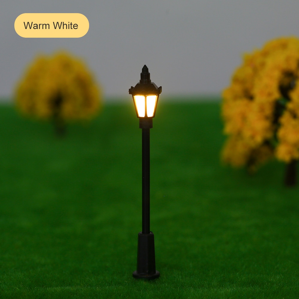 20Pcs Wit/Warm Wit Model Straatverlichting Layout Lantaarnpaal Spoorweg Trein Tuin Speeltuin Landschap Led Lamp Verlichting 100/70Mm