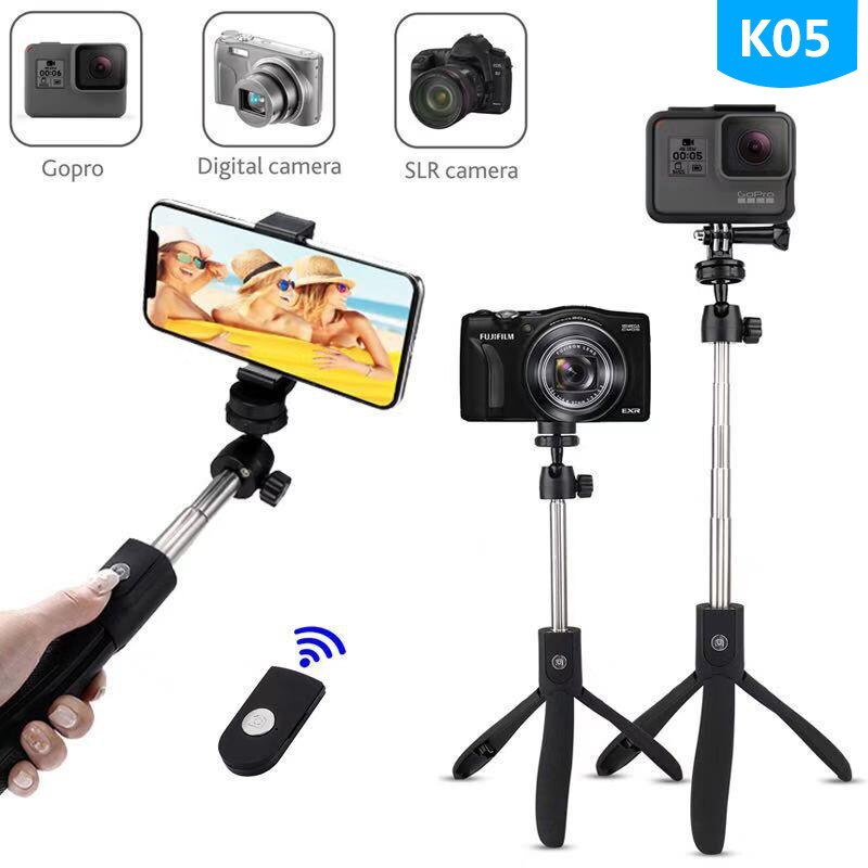 Ilict Model K05 Bluetooth Selfie Stick trípode Live Photo Shoot Selfie Stick Bluetooth Remote: Tripod K05 Rubber Oil