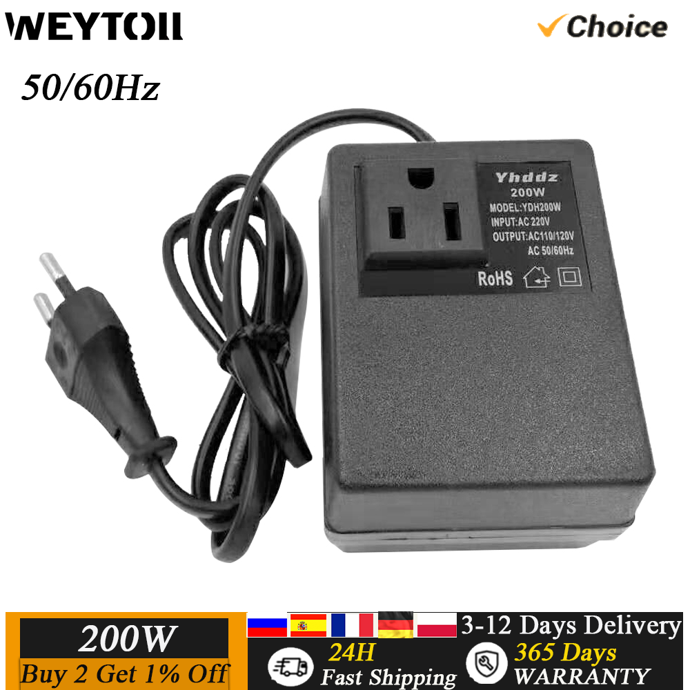 200w spenningsomformer 220v to 110v transformator trappe ned transformator spenningsomformer reiseadapter eu/us/uk plugg inverter