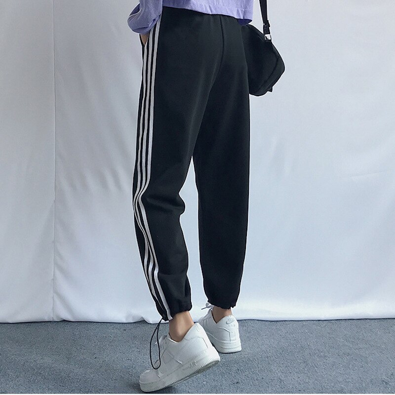 Sweatpants Women Sports Pants Joggers Streetwear Side Stripes High Waisted Drawstring Hem Trousers For Women Jogging Sportswear