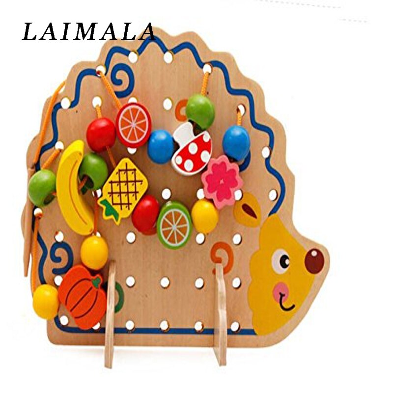 Di legno Riccio Frutta bambino Frutta Stringa Di Perline Stringa di Perline Infilare Perline di Giocattoli Riccio bambino Del bambino Del Capretto Giocattolo Educativo