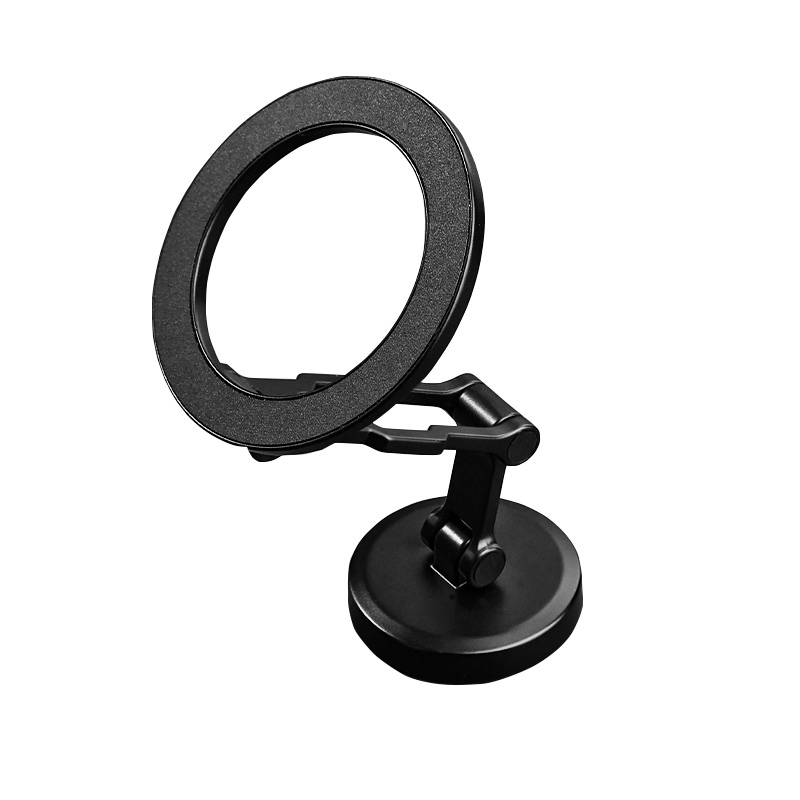 Biltelefon stark magnetisk hållare för magsafe instrumentbräda mobiltelefon justerbar vikbar svart metallstativ för iphone 17 16 xiaomi: Svart