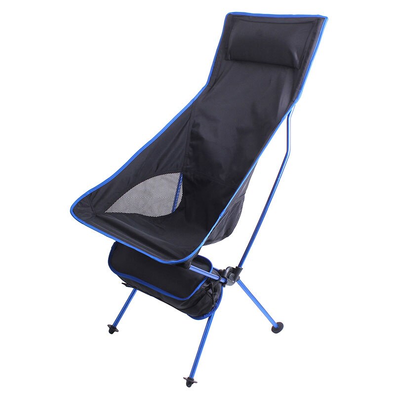 Bærbar camping udendørs sæde sammenfoldelig fiskestol letvægts have ultralightextended vandrestole bbq strandstol med taske: Blå