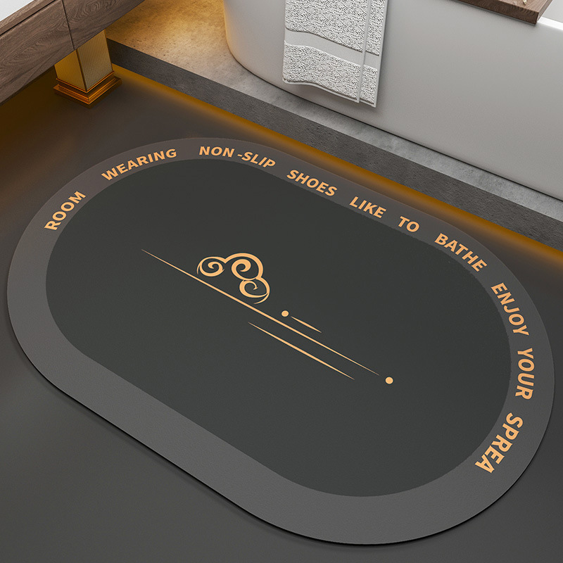 Tapis de bain Super absorbant, paillasson antidérapant en Diatomite douce à séchage rapide, tapis de salle de bain, décoration de la maison, paillasson d'entrée de cuisine: Dark Gray / 60X90CM