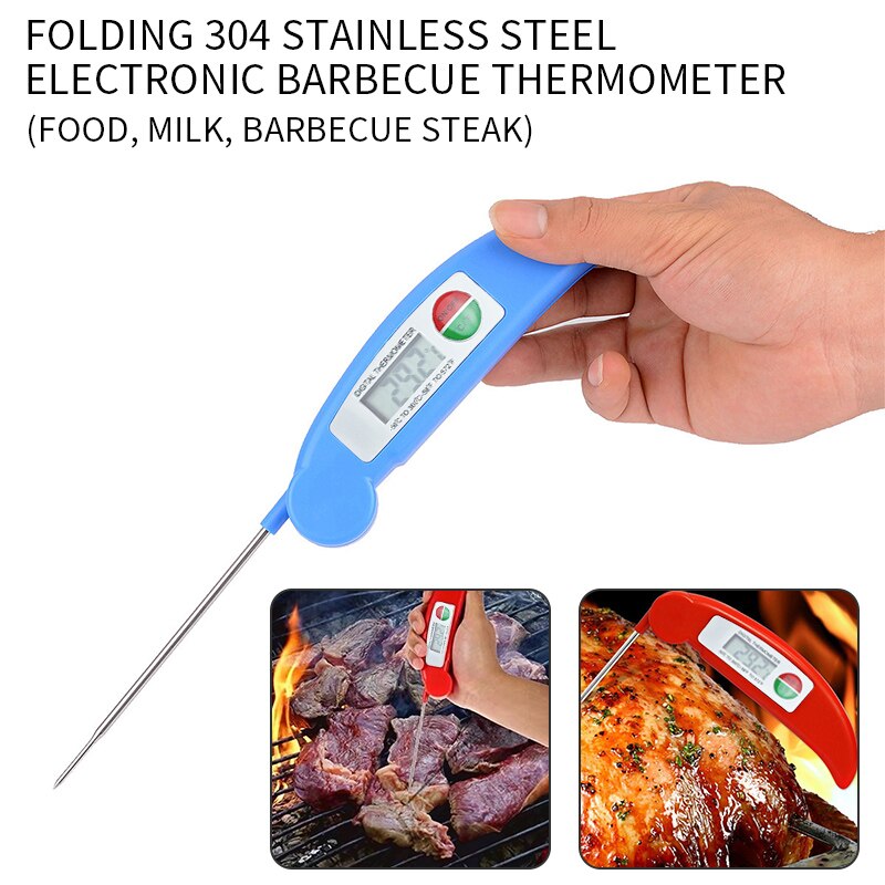 Foldable Food Thermometer Probe Digital BBQ Kitchen Meat Kitchen Thermometer Liquid Water Oil Temperature Gauge