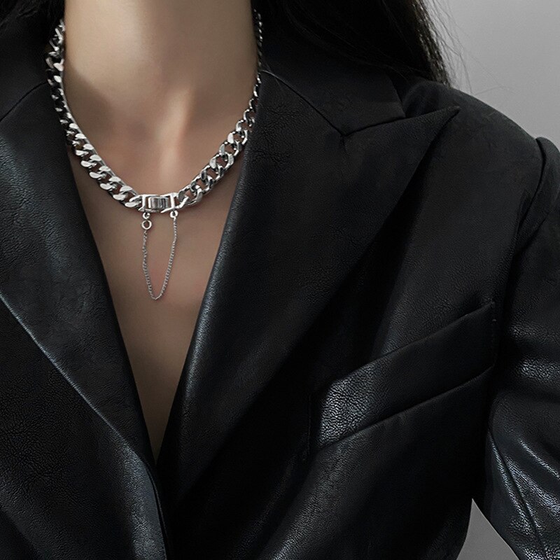 Cubaanse Korte Ketting Rvs Solid Vrouwen Persoonlijkheid Veelzijdige Hip Hop Ketting Hanger Ketting Partij Sieraden: YSXL02