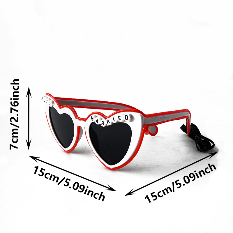 Wireless Led Jsut Married Sunglasses Bride Accessories Wedding As Honey Bride And Groom Glowing Wedding Heart Glasses