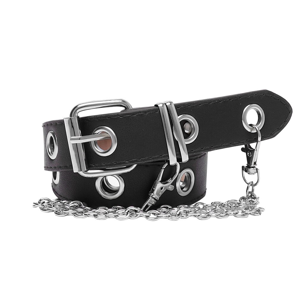 Vrouwen Meisjes Ketting Riem Leer Pin Gesp Riem Punk Stijl Jeans Individuele Decoratieve Riem Koffie Zwart: Black Single