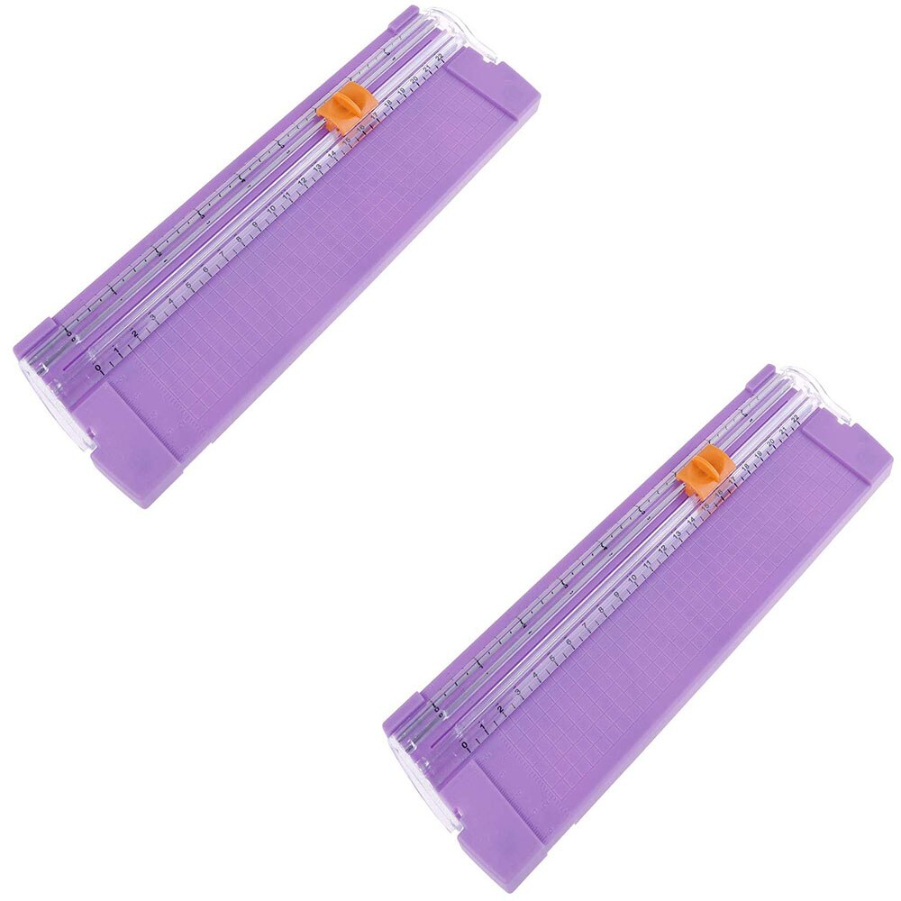 2Pcs Paper Trimmer Guillotine Mini Portable A4/A5 Size Card Cutter Photo Scrapbooking Trimmer With Finger Protection Slide Ruler: Purple