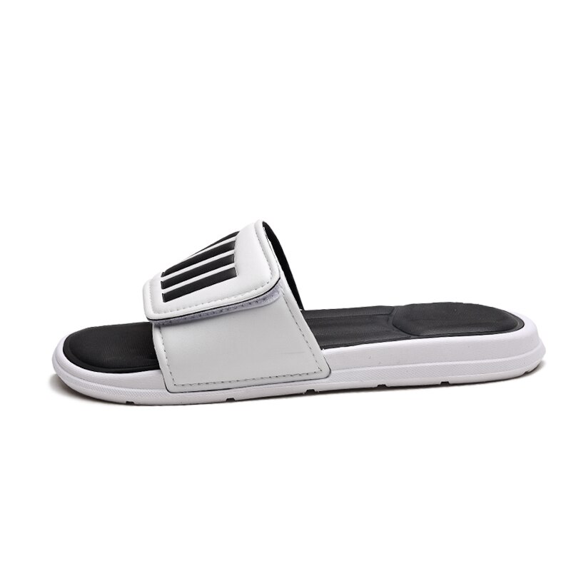 Men Casual Beach Shoes Black White Men Travel Slippers Beach Slippers Mens Comfortable Bathroom Slippers: White / 7