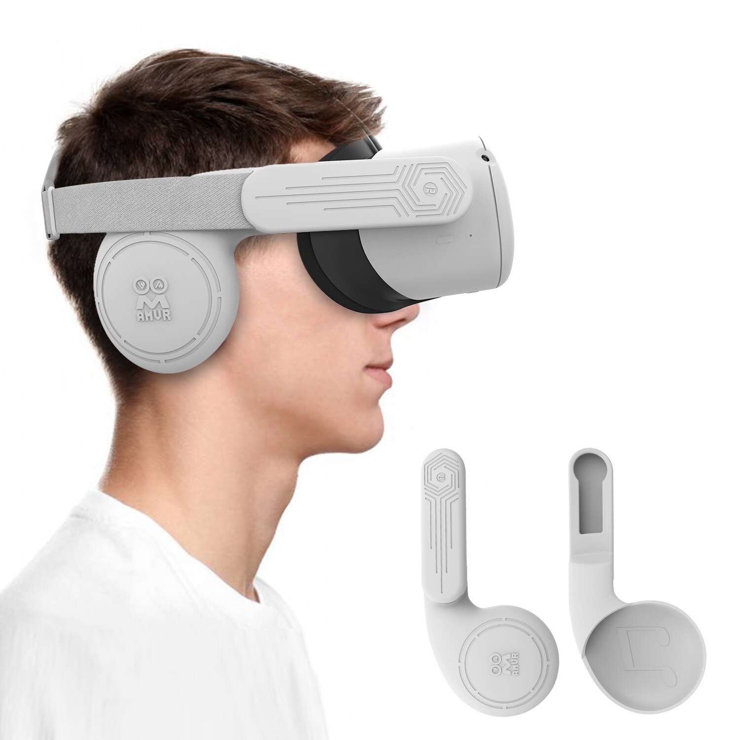 Cuffie in Silicone per cuffie Oculus Quest 2 VR per un suono potenziato delle cuffie, accessori Quest 2 copri estensione cuffie: gray