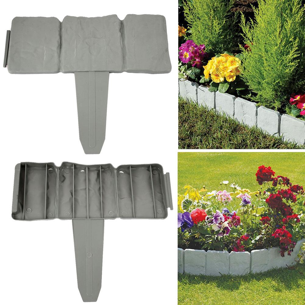 Plastic Gray Garden Fencing Garden Fence Practical Cobbled Stone Lawn Decorate Beautiful Gardening Courtyard Gardens Plant