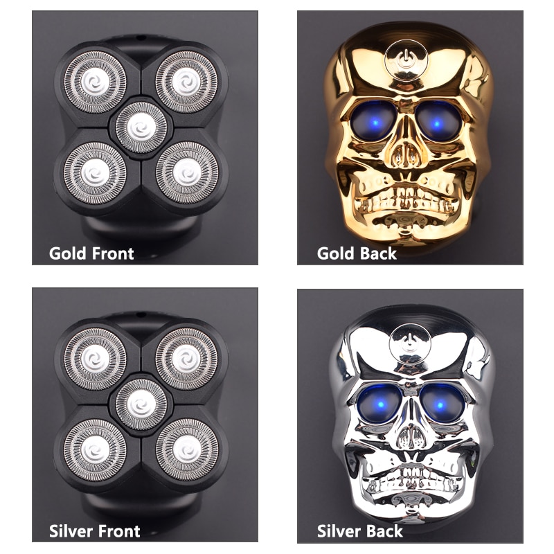 Waterproof 6 In 1 Shaver Skull Shaver Electric Razor USB Rechargeable Trimmer For Men Floating Heads Beard Trimmer Halloween