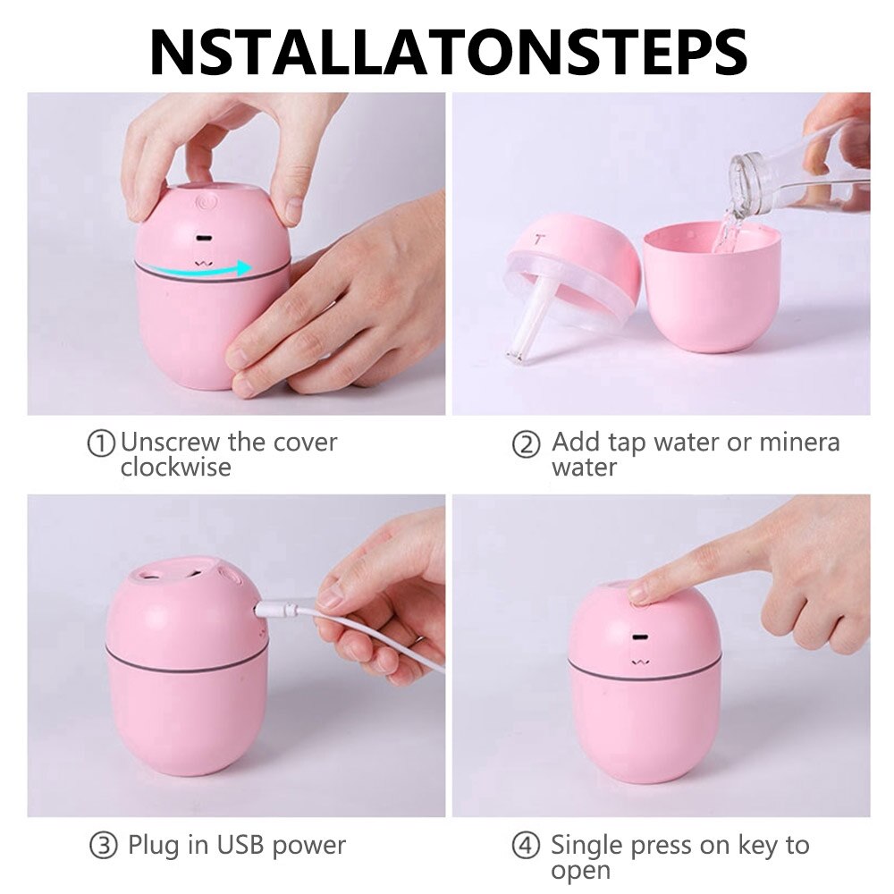 Gezicht Spuit Ultrasone Mini Luchtbevochtiger 200Ml Aroma Etherische Olie Diffuser Voor Home Auto Usb Fogger Mist Maker Met led