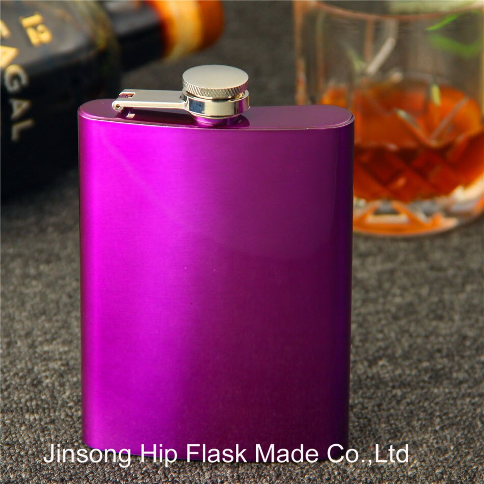 1 PC 227 ML (8 OZ) fabriek prijs zwart rvs heupfles draagbare outdoor 8 OZ rvs heupfles: purple