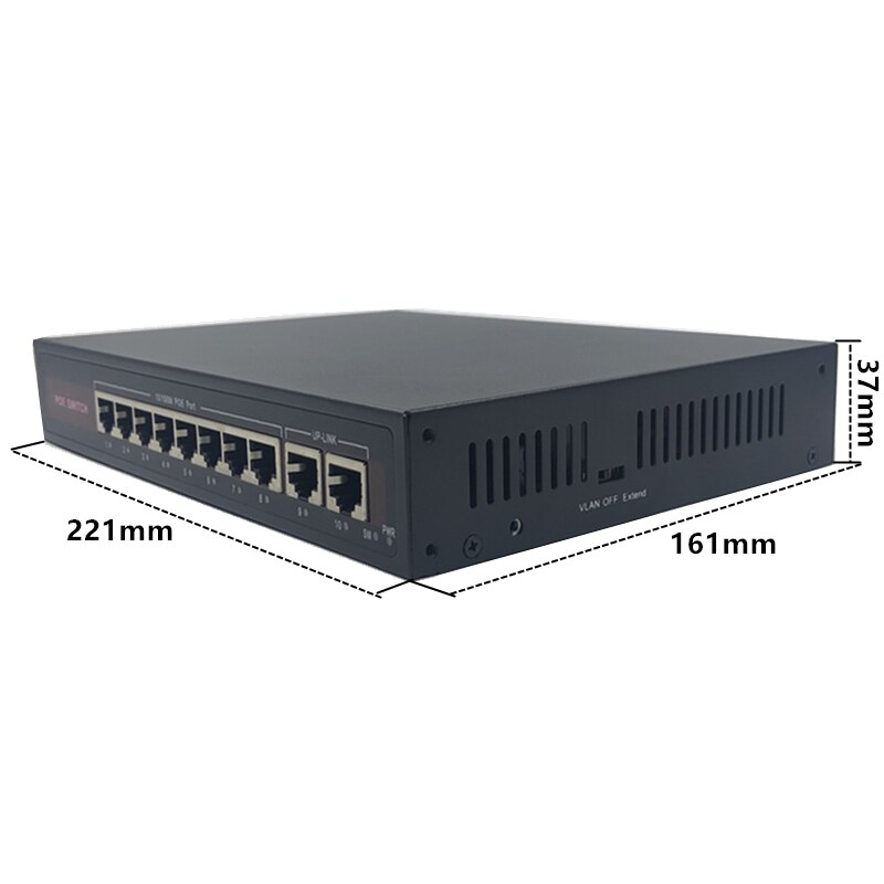 48V Ethernet Poe Switch Met 8 10/100Mbps Poort Ieee 802.3 Af/Bij Geschikt Voor Ip camera/Draadloze Ap/Cctv Camera Systeem