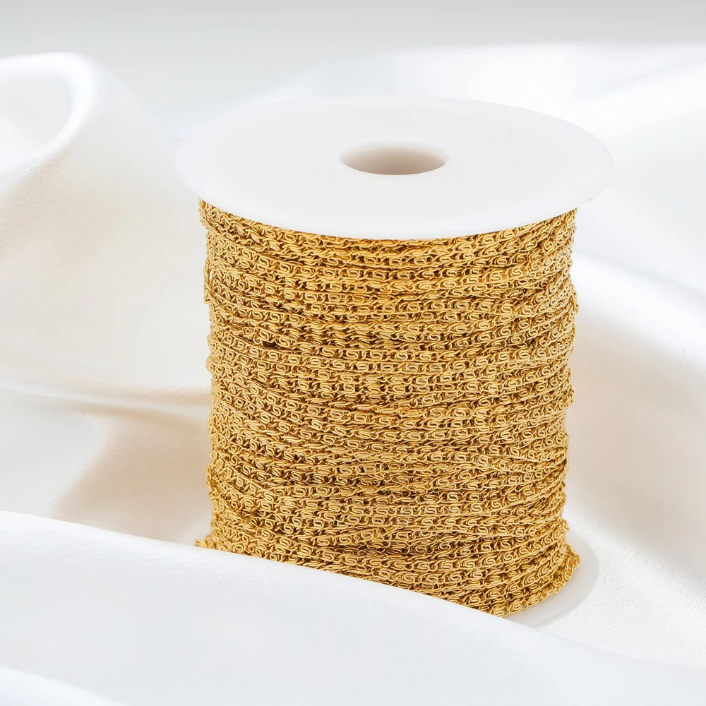 2 meter/parti forgyldt rustfrit stål 2mm brede kæder gør-det-selv smykkekæder til halskæde armbåndsfremstilling fund kæde i bulk