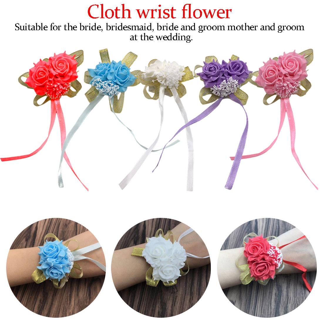 Flores artificiales para novia para bailar de boda decoración nupcial accesorios para baile de graduación ramillete de muñeca dama de honor flores de mano