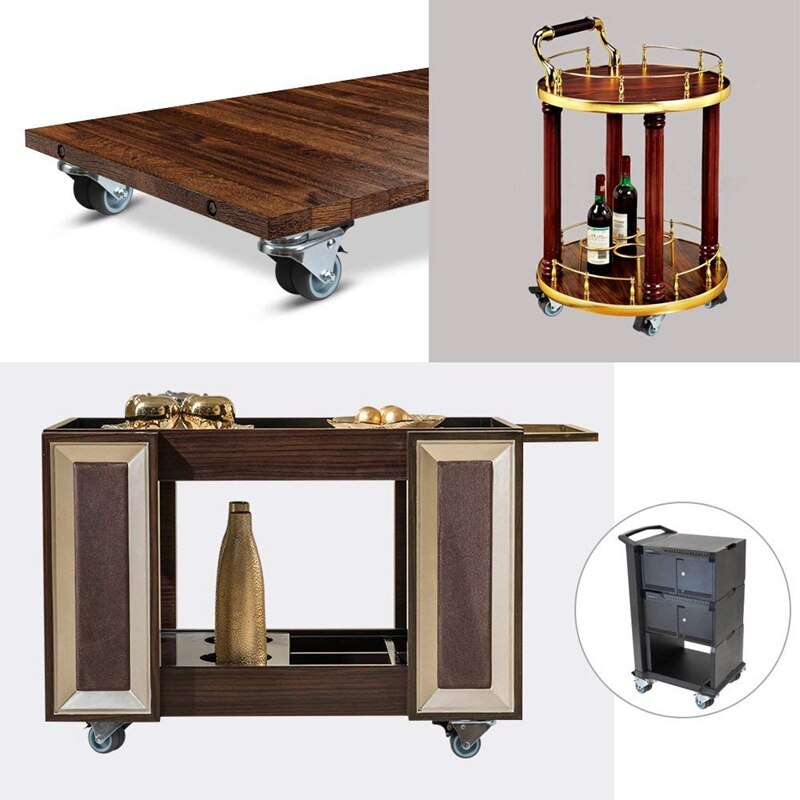 2Pcs 3Inch Heavy Duty Swivel Castor Wheels with Brake For Trolley Furniture Double Ball Bearing