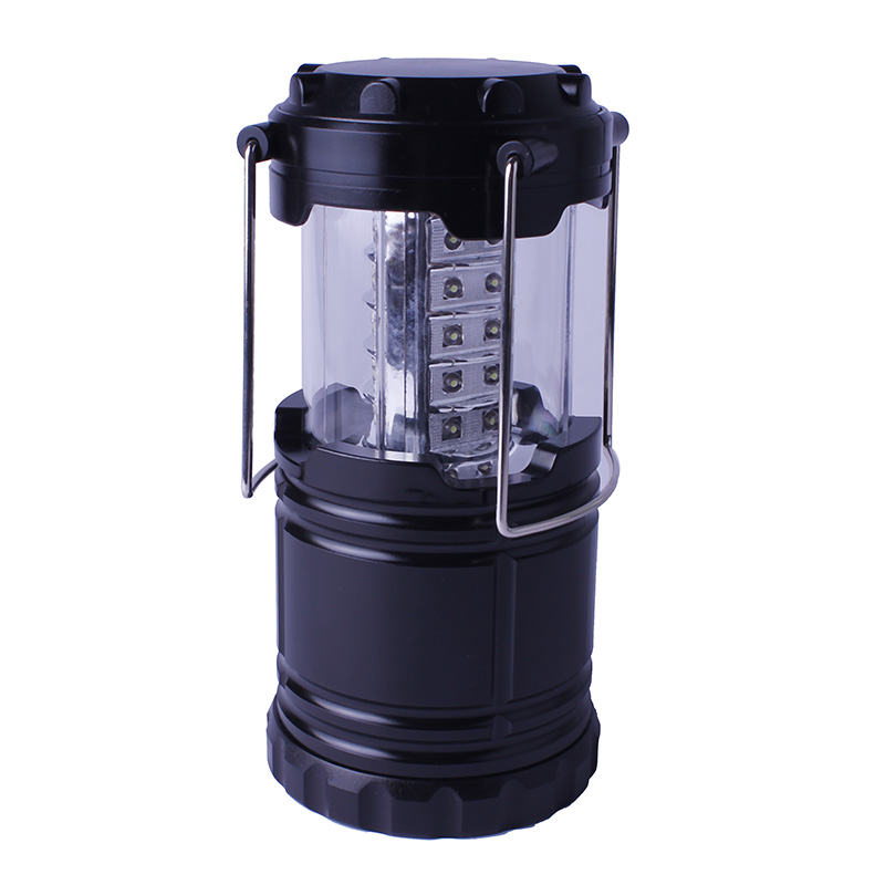 Utomhus campingbelysning 30 lysdioder ledde bärbar lykta tält belysning vattentät camping lykta hög ljus 3 st aa batteri led lampa: Svart