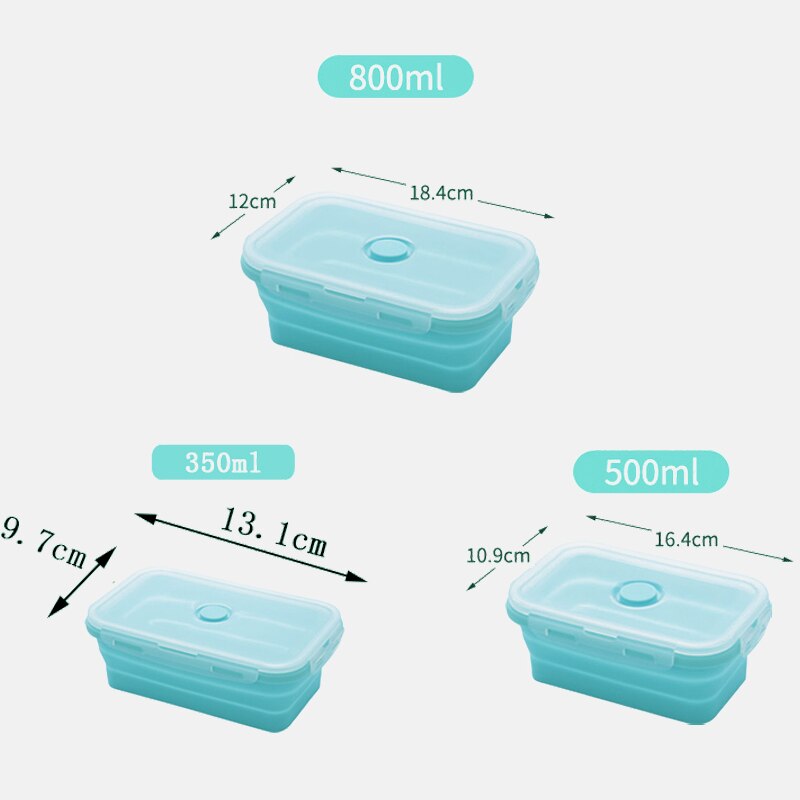 Portable Collapsible Silicone Lunch Box for Kids Food Storage Container Bento Free Microwavable Picnic Camping Rectangle Outdoor