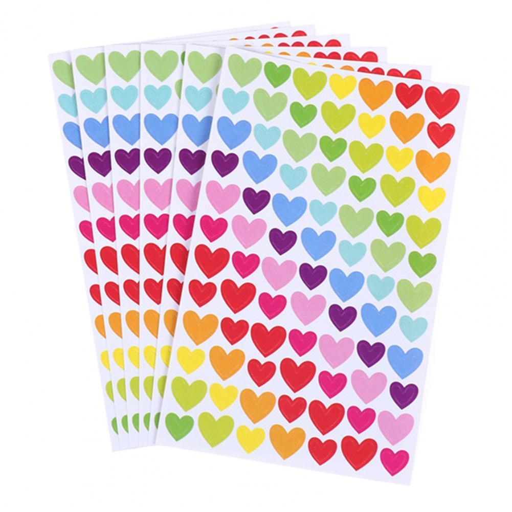 6 Sheets Lovely Stickers For Journaling Star Love Round Shape Stickers Labels for School Children Craft Album Scrapbook Sticker: Heart