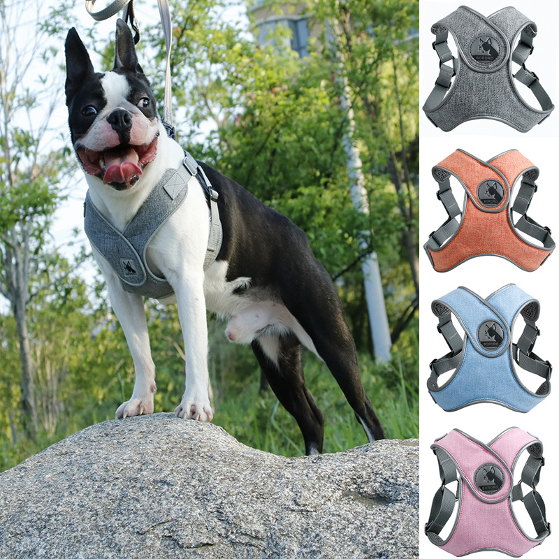 Reflective Dog Collar Harness For Small Medium Dogs Padded Harnesses Vest Puppy Dog Chest Strap Chihuahua Pug Pet Supplies 25