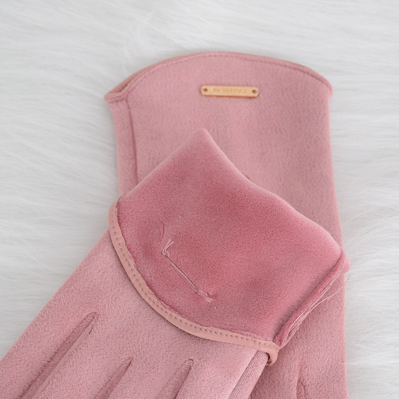 Guantes sencillos y finos para mujer, manoplas de otoño e invierno para mantener el calor con pantalla táctil, tela de ante a prueba de viento