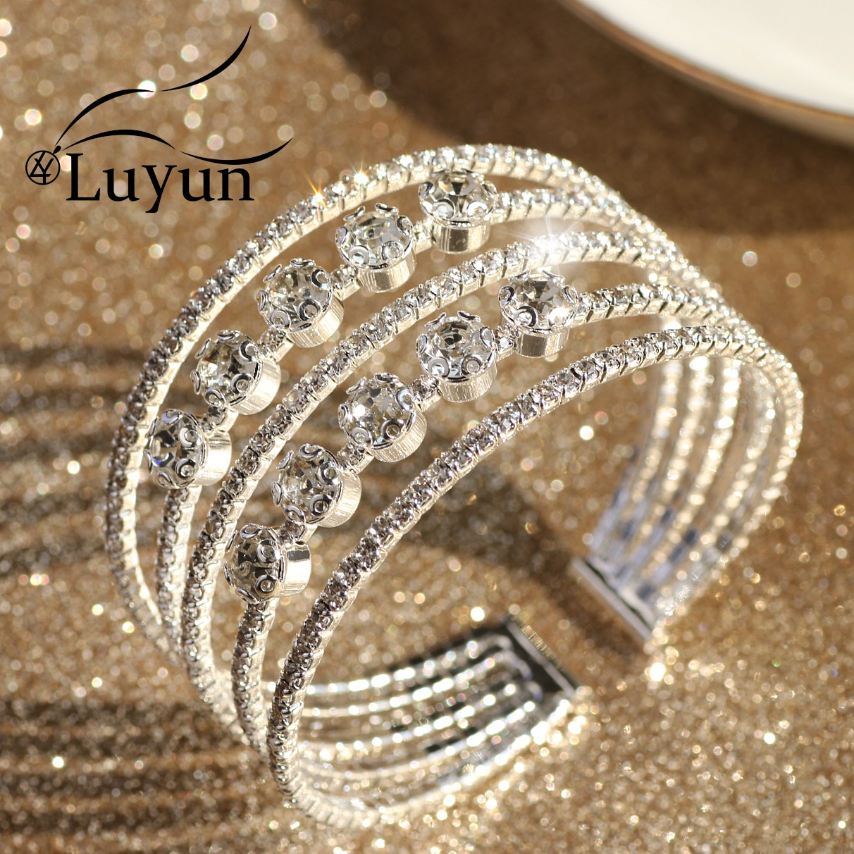 LuYun coloré mariée mariage luxe brillant strass cristal Bracelet petits bijoux pour les femmes