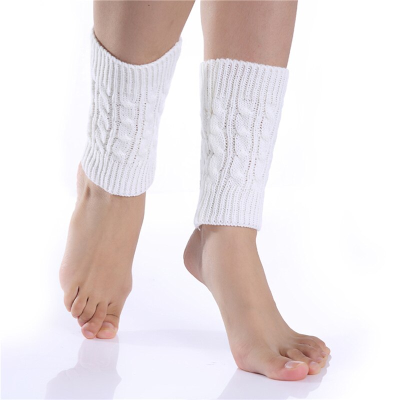 Jambières en tricot thermique pour femme, jambières, manches courtes, à la , chauffe-pieds, pour l&#39;hiver: White