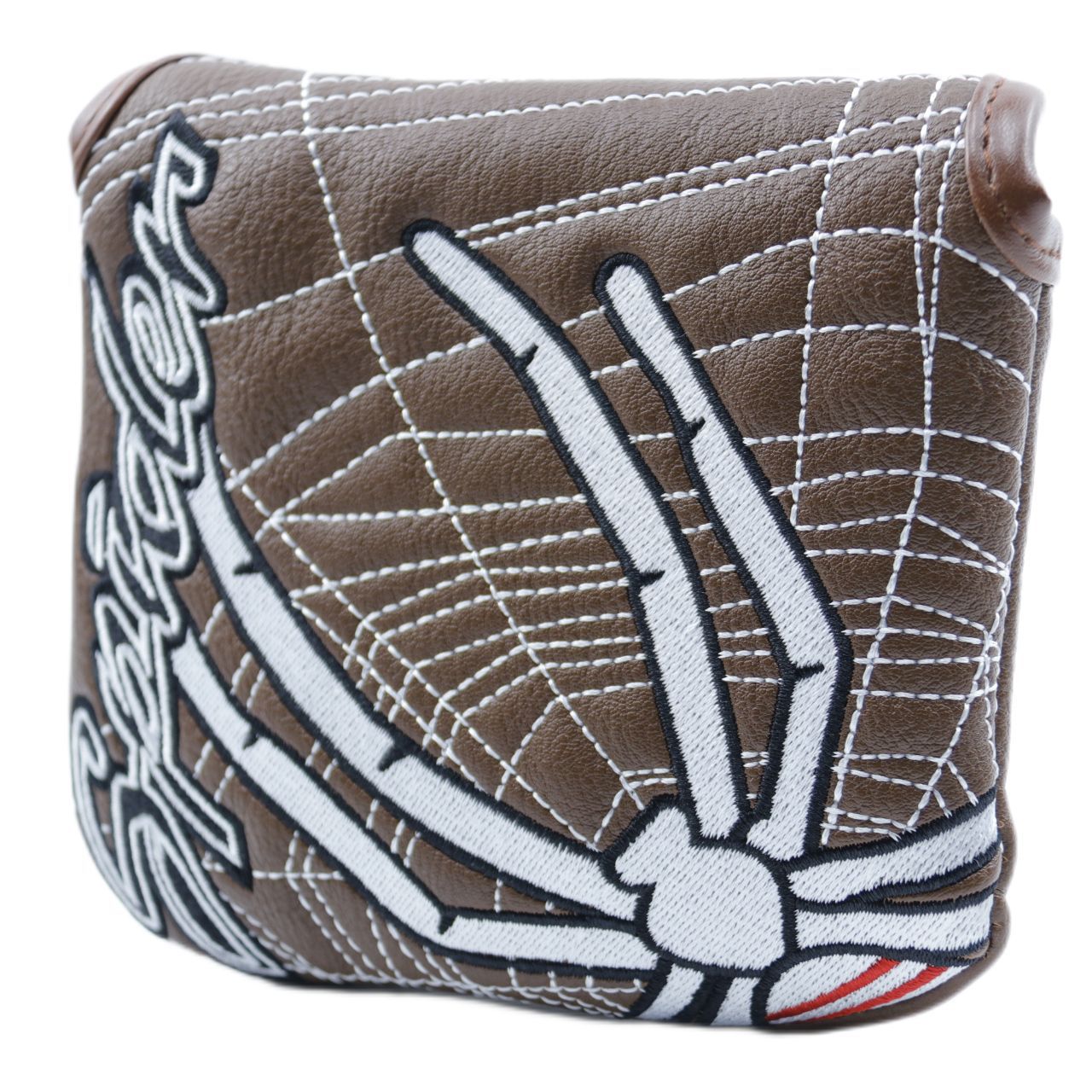 Spider magnetiskt putterskydd – 3 röda linjer, fyrkantigt – passar mallet/blade putters – golfklubbhuvudskydd: Plommon