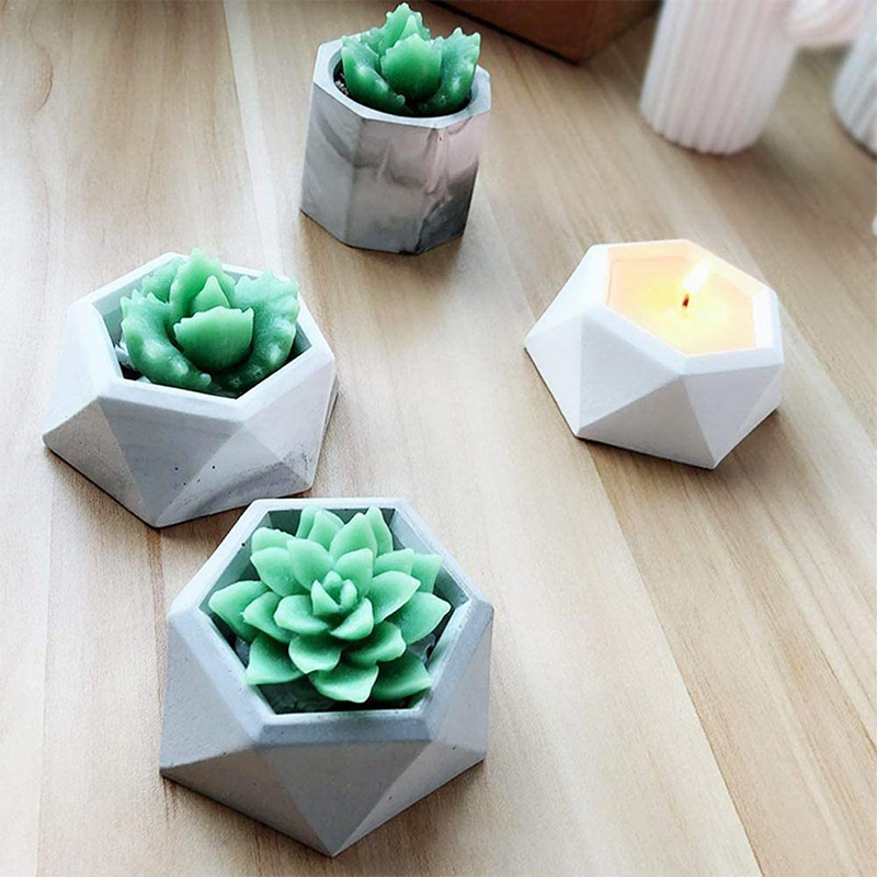 3D Silicone Molds Succulent Flower Pot Concrete Cement Clay Mould DIY Cement Plant Pot Candle Soap Making Mould Form For Candle