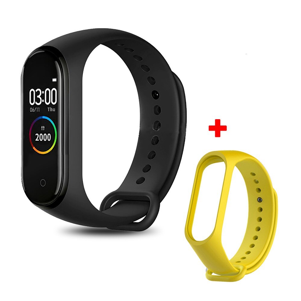 M4 Smart Band Fitness Trcker braccialetto sportivo pedometro frequenza cardiaca pressione sanguigna Bluetooth salute cinturino impermeabile Smartband: M4 with yellow strap