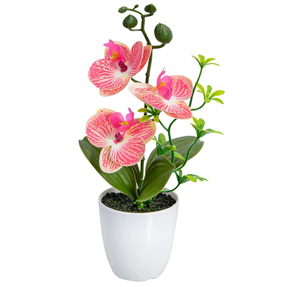 Fleur d'orchidée artificielle, fausses plantes d'orchidées, Phalaenopsis bonsaï, en pot pour l'extérieur et l'intérieur, pour le bureau, la maison, la fête de mariage, décoration intérieure: Black