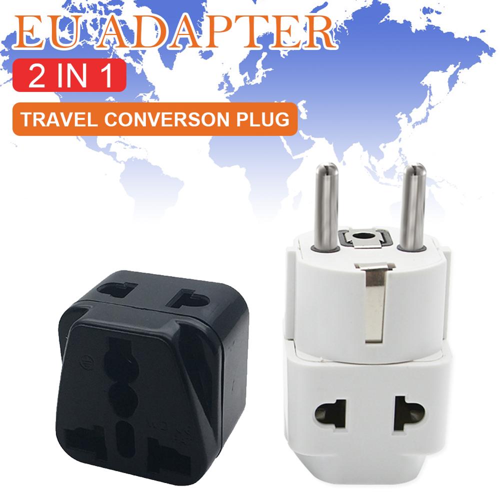 European Plug Travel Adapter Grounded 2 in 1, 2200W 110-250V, for Germany, France, Europe