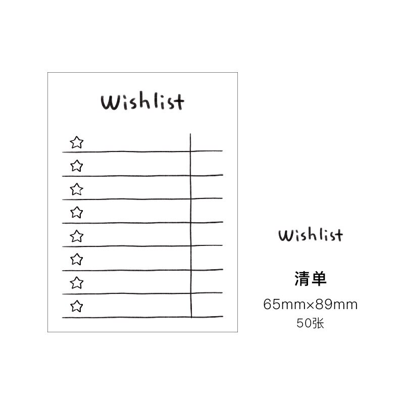 50 Sheets Notebook Cute Plan Student Stationery Office School Supplies Tearable Notebook Not Sticky Planner Memo Pad DIY Journal: List 50Sheets